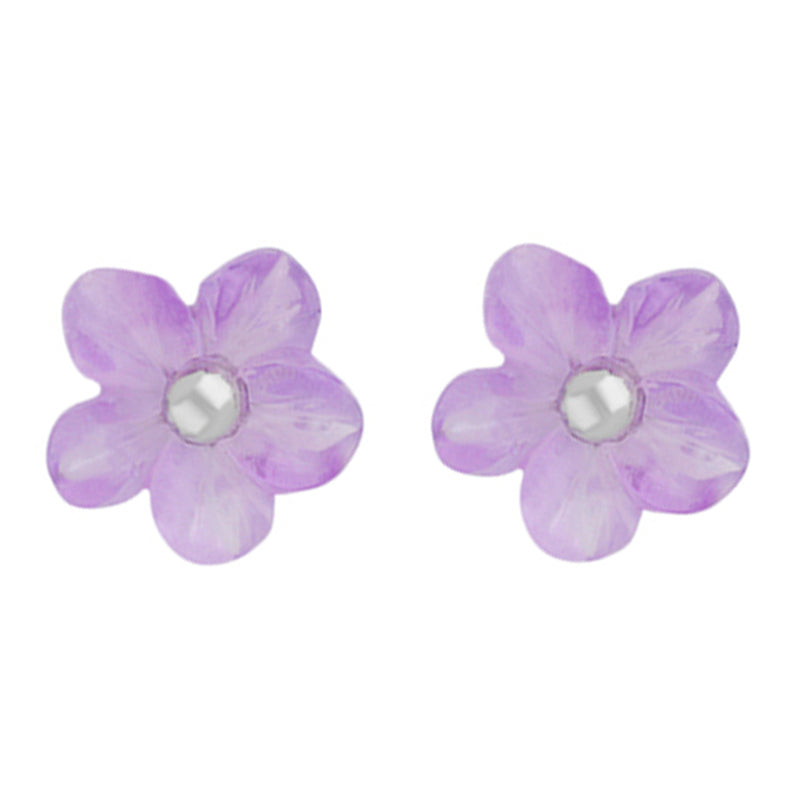 Sterling Silver Amethyst Tuberose 8mm Desert Rose Stud Earrings - Silver