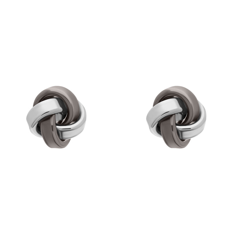 Sterling Silver Loop Knot Stud Earrings D - Silver