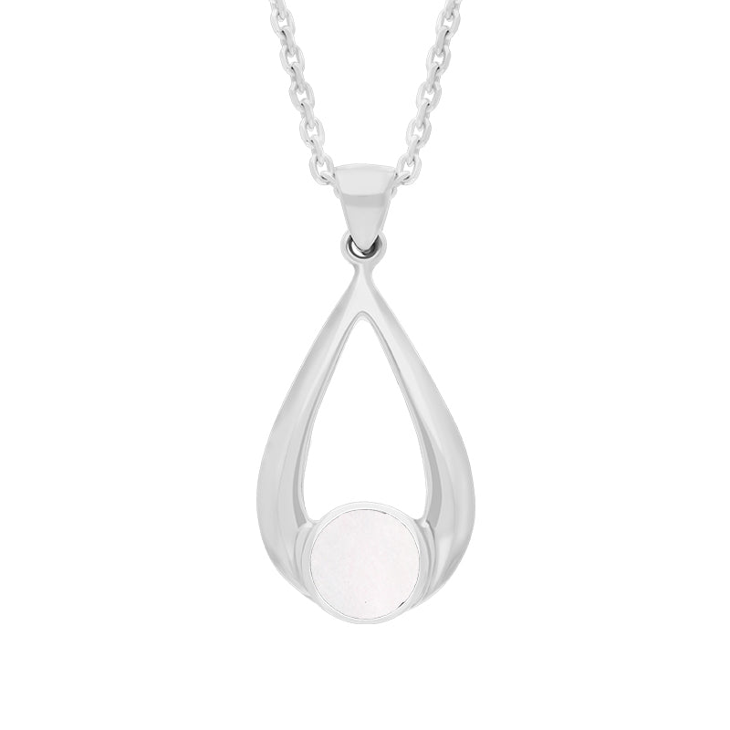 Sterling Silver Mother of Pearl Teardrop Necklace - Silver