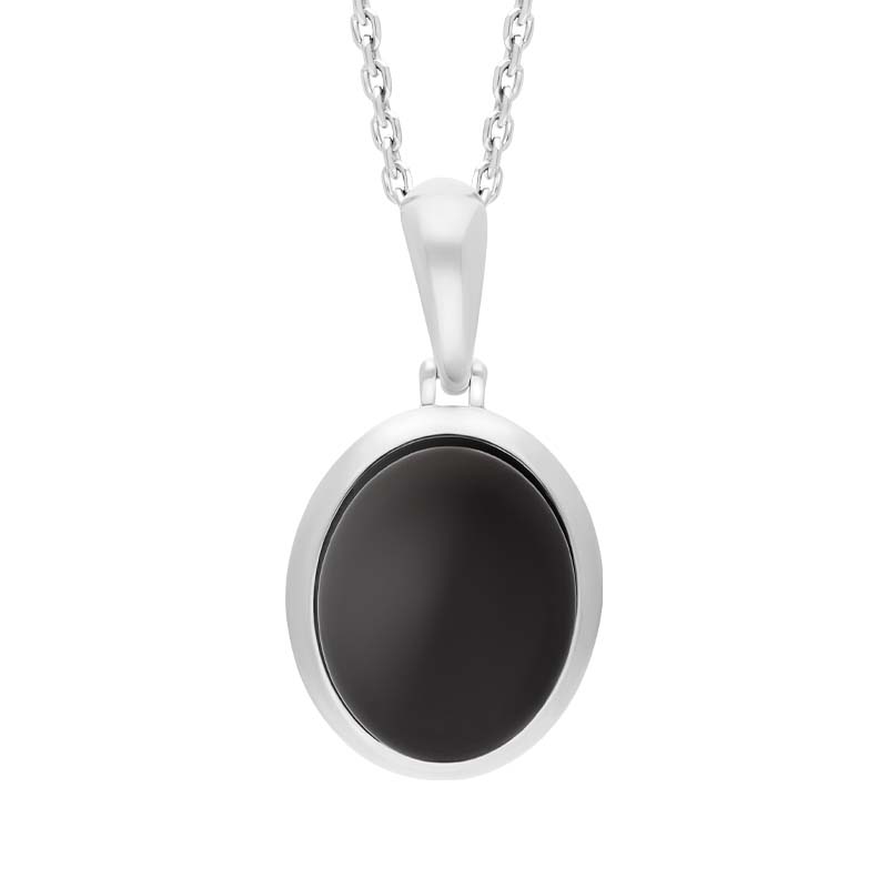 Sterling Silver Whitby Jet Oval Necklace