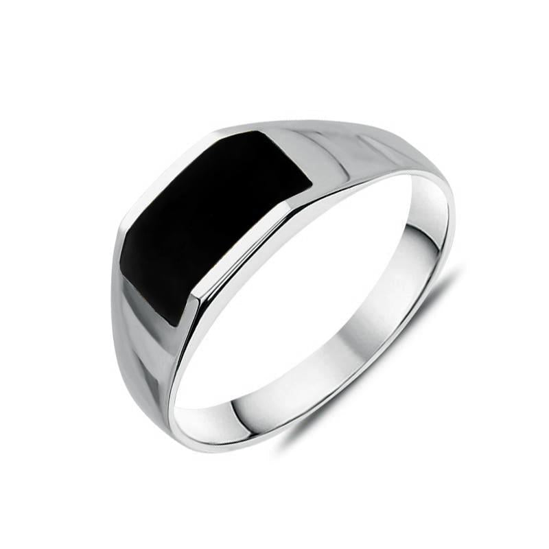 Sterling Silver Whitby Jet Cut Off Band Ring