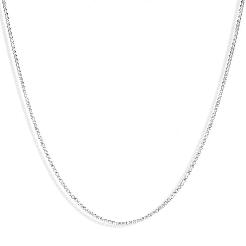 Sterling Silver 20 Inch Box Link Chain With Adjustable Slider - Option1 Value Silver