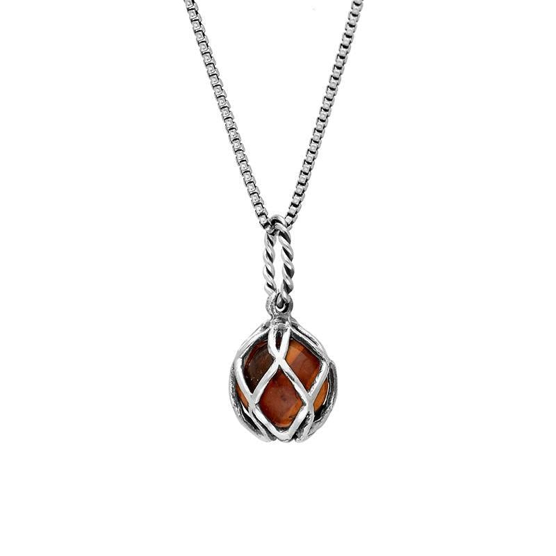 Sterling Silver Amber Emma Stothard Silver Darling 8mm Float Charm Necklace