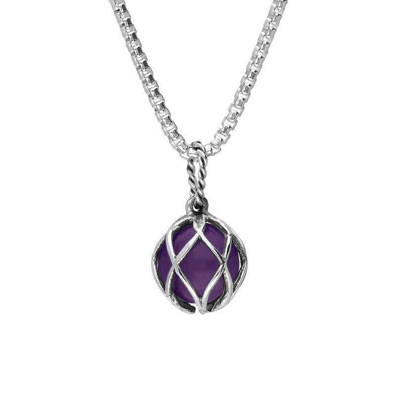 Sterling Silver Amethyst Emma Stothard Silver Darling 10mm Float Charm Necklace