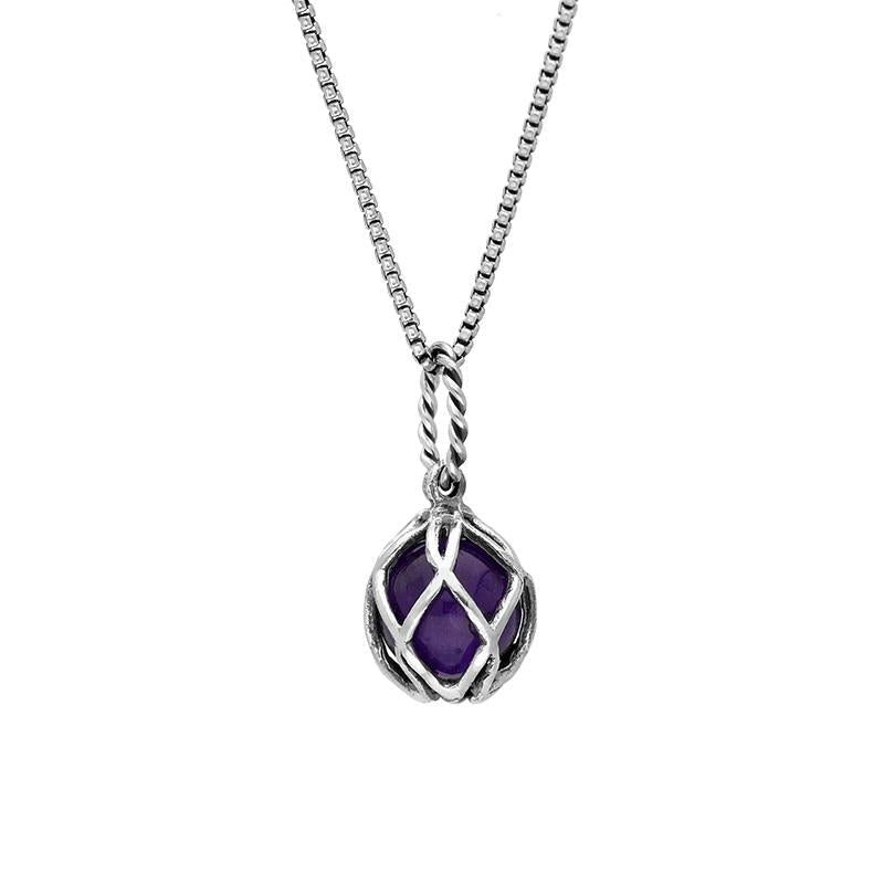 Sterling Silver Amethyst Emma Stothard Silver Darling 8mm Float Charm Necklace
