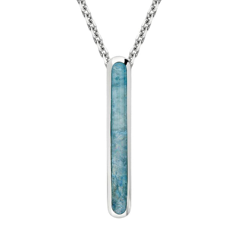 Sterling Silver Aquamarine Lineaire Drop Oval Necklace