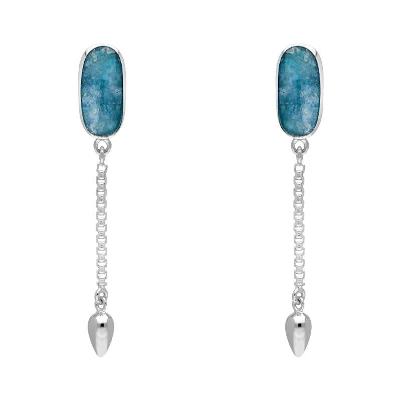 Sterling Silver Aquamarine Lineaire Medium Drop Stud Earrings