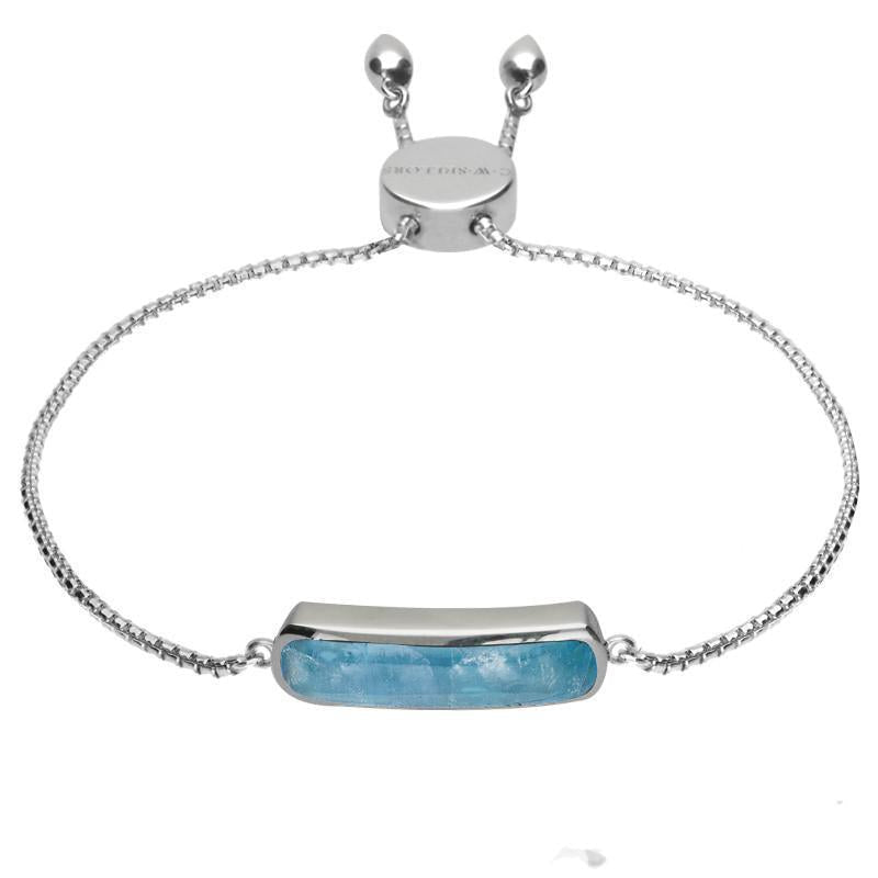 Sterling Silver Aquamarine Lineaire Petite Bracelet