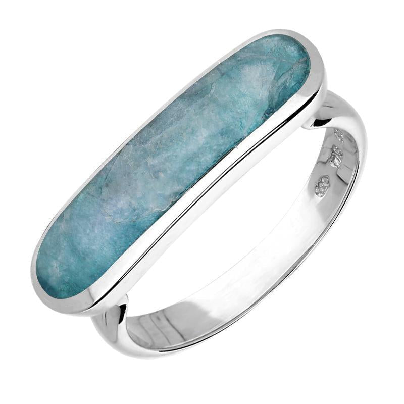 Sterling Silver Aquamarine Lineaire Petite Oval Ring