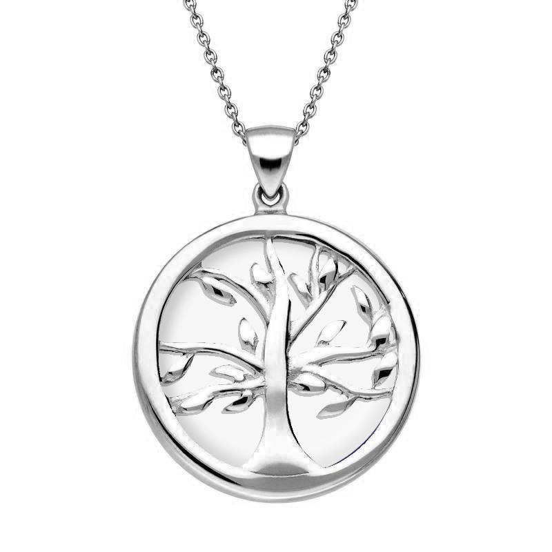 Sterling Silver Bauxite Medium Round Tree of Life Necklace