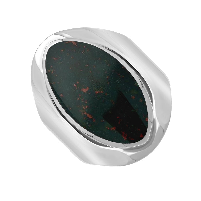 Sterling Silver Bloodstone Medium Oval Ring
