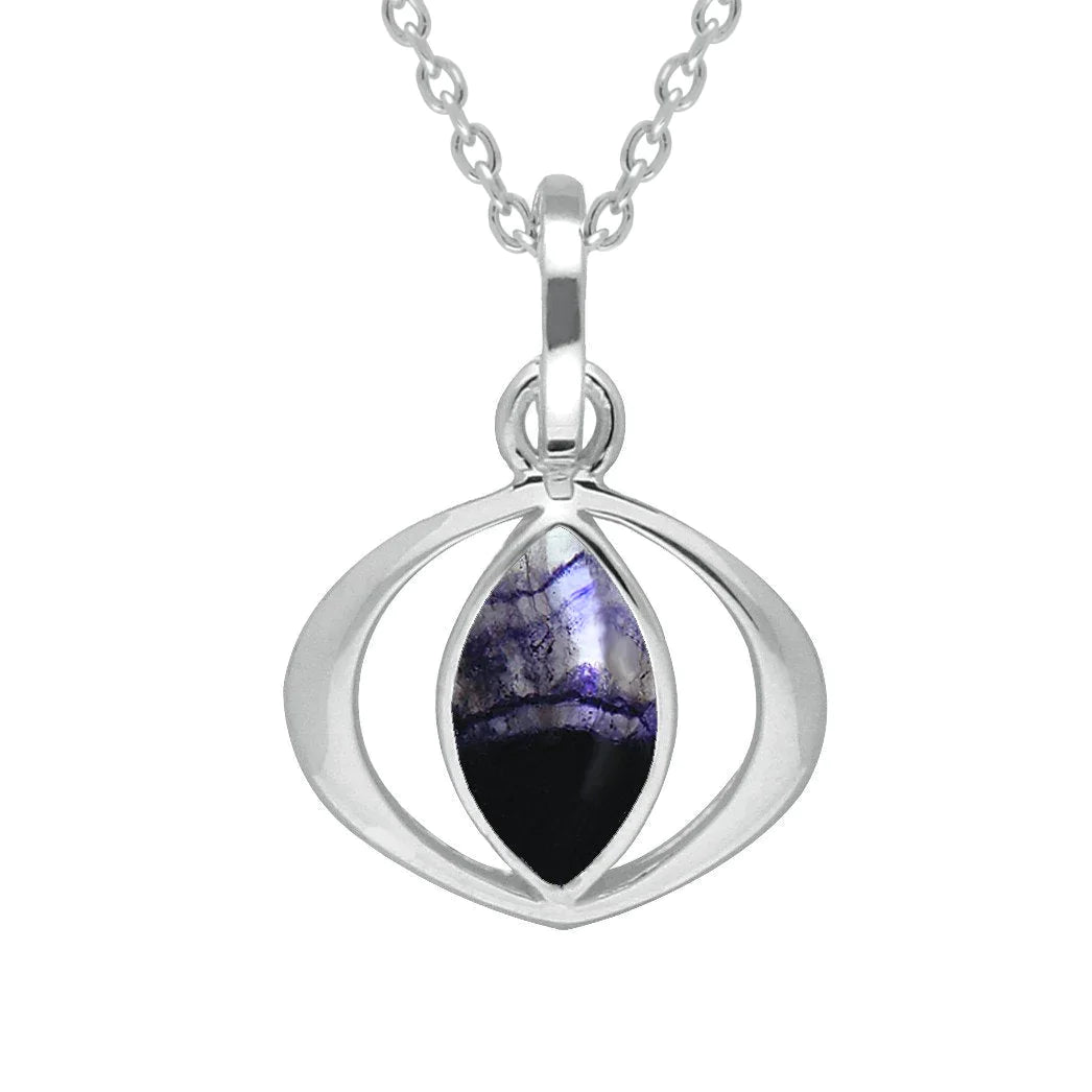 Sterling Silver Blue John Cat Eye Necklace