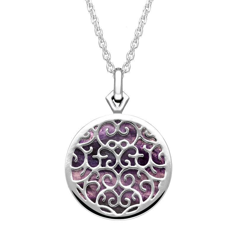 Sterling Silver Blue John Flore Filigree Necklace