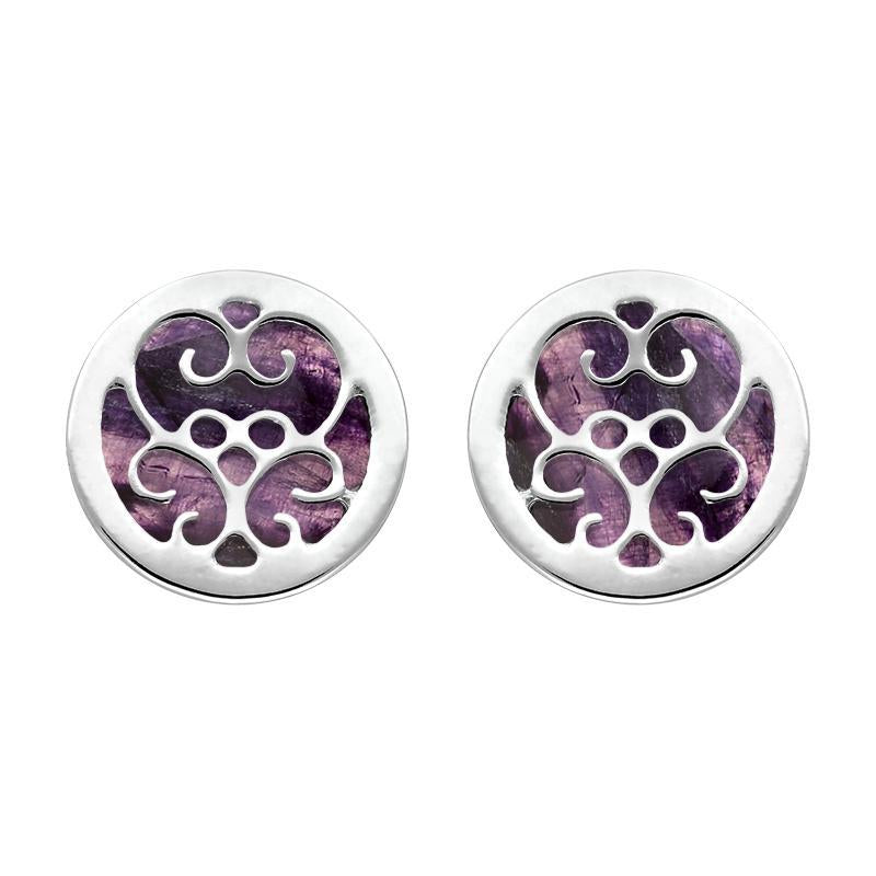 Sterling Silver Blue John Flore Filigree Stud Earrings