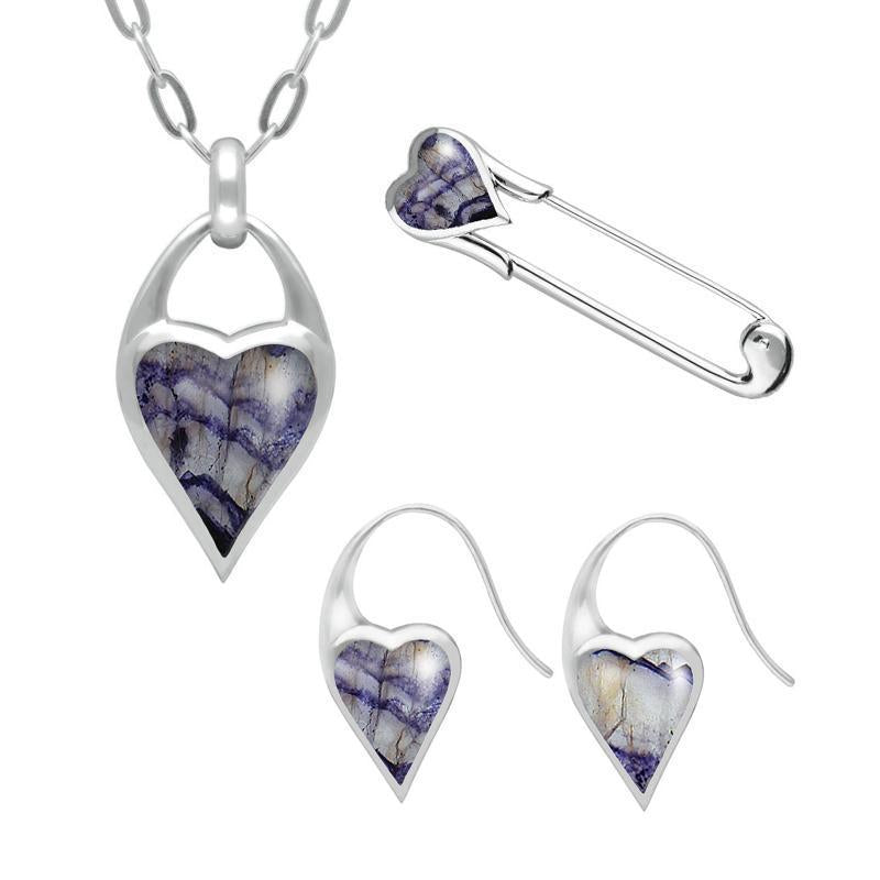 Sterling Silver Blue John Heart Carrier Three Piece Set