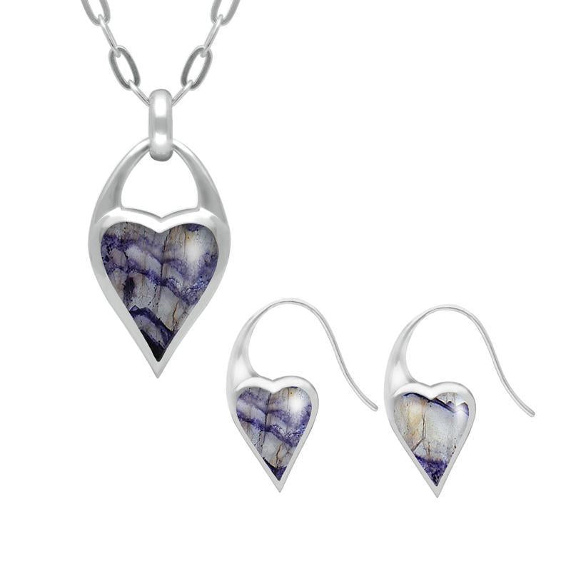 Sterling Silver Blue John Heart Carrier Two Piece Set