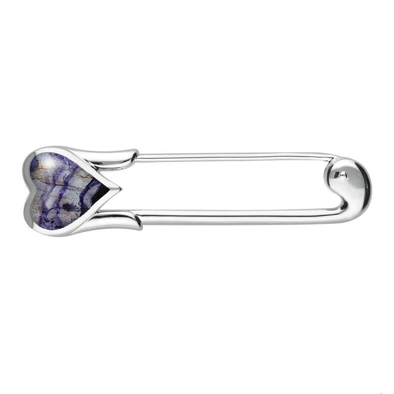 Sterling Silver Blue John Heart Safety Pin Brooch