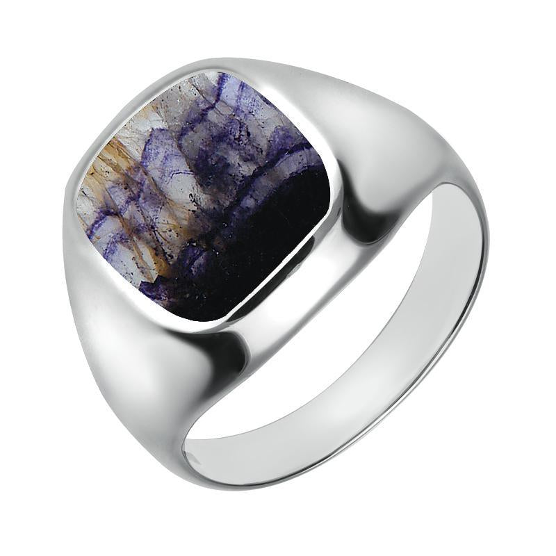 Sterling Silver Blue John Large Cushion Signet Ring