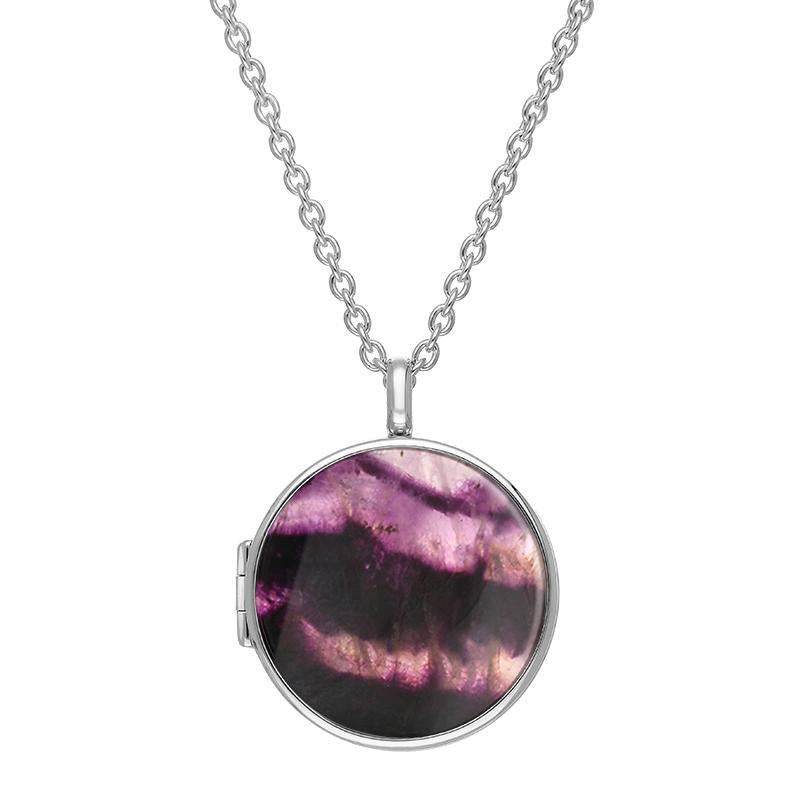 Sterling Silver Blue John Large Round Locket