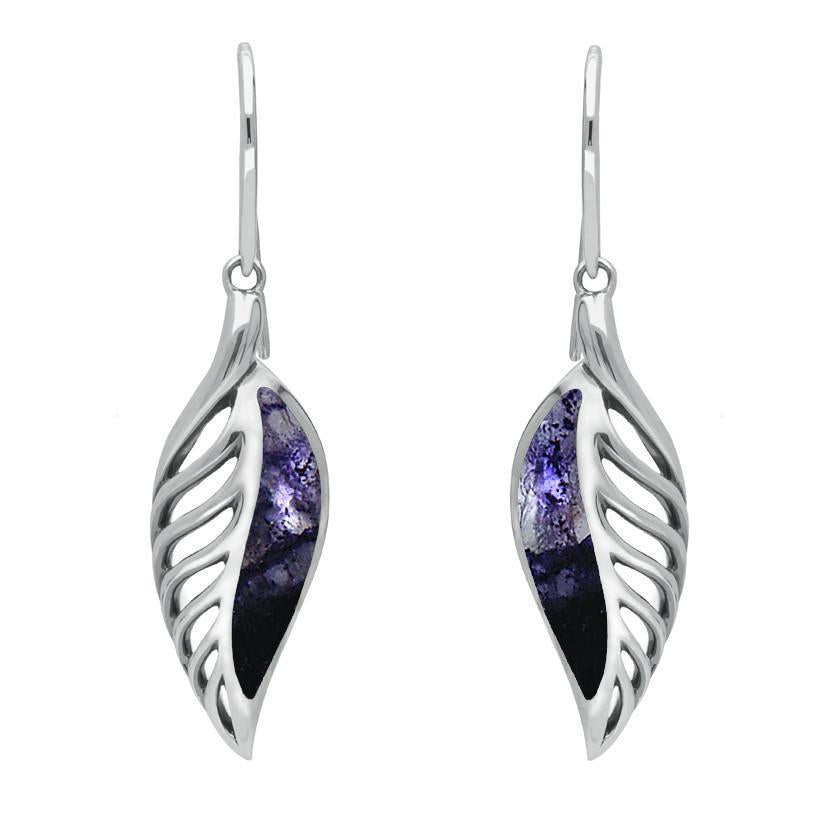 Sterling Silver Blue John Leaf Hook Drop Earrings
