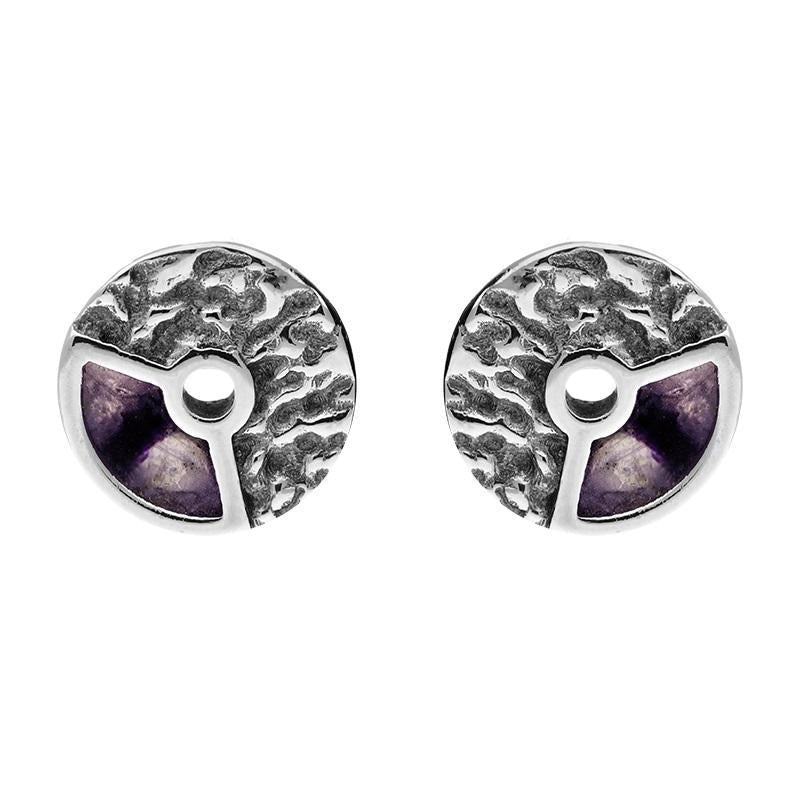 Sterling Silver Blue John Peak District Millstone Stud Earrings