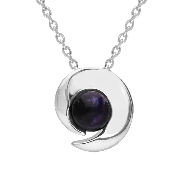 Sterling Silver Blue John Spiral Flower Necklace - Silver