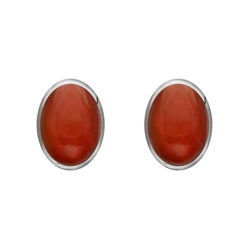 Sterling Silver Carnelian 7 x 5mm Classic Small Oval Stud Earrings