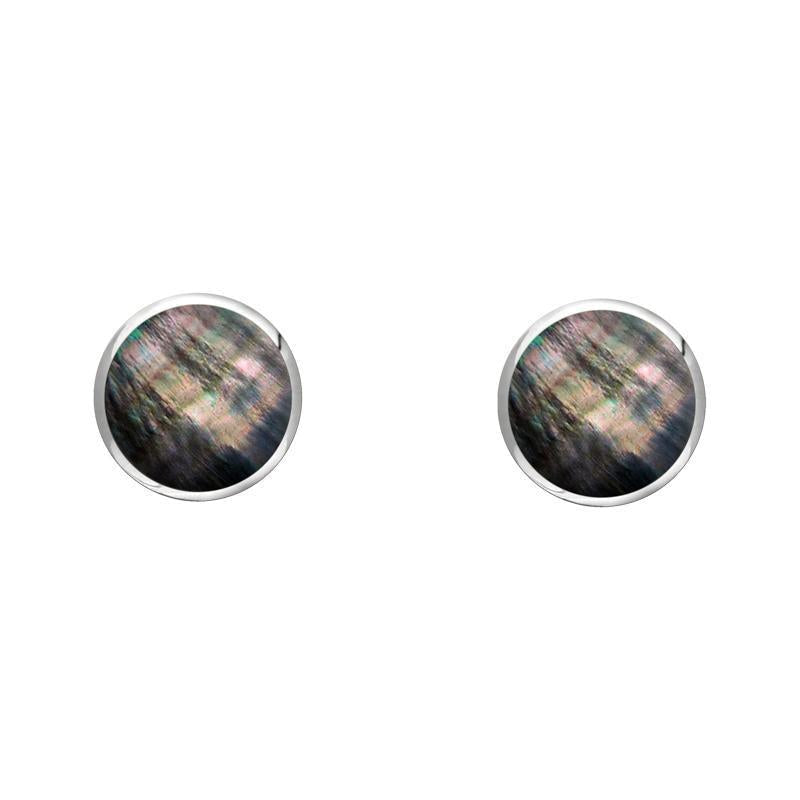 Sterling Silver Dark Mother of Pearl 4mm Classic Small Round Stud Earrings