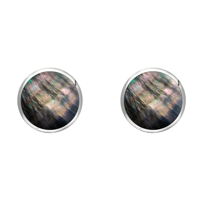 Sterling Silver Dark Mother of Pearl 6mm Classic Medium Round Stud Earrings