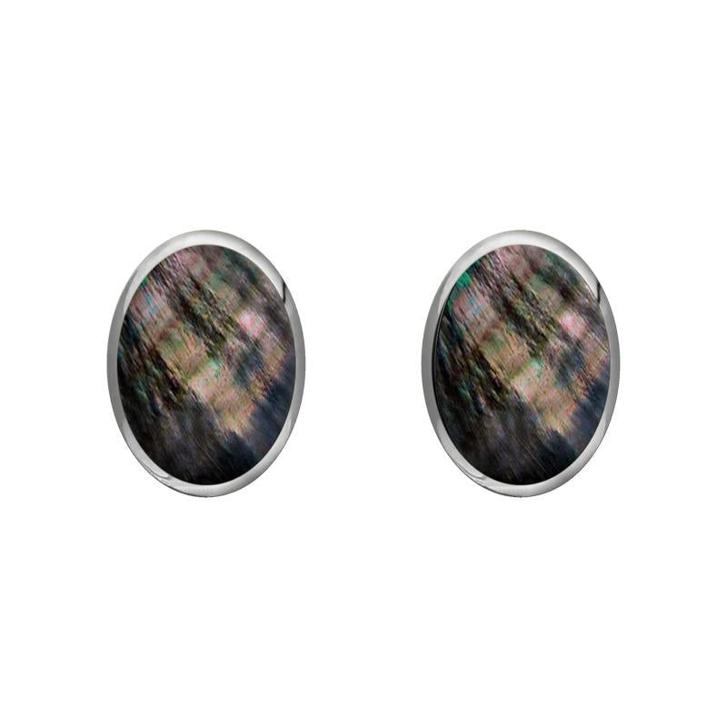 Sterling Silver Dark Mother of Pearl 7 x 5mm Classic Small Oval Stud Earrings