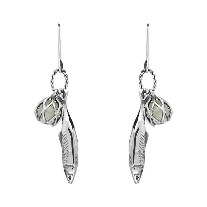 Sterling Silver Emma Stothard Silver Darling Green Quartz Float Charm Hook Earrings