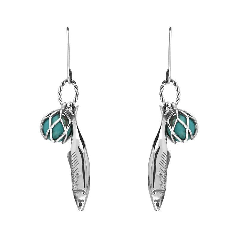 Sterling Silver Emma Stothard Silver DarlingTurquoise Float Charm Hook Earrings