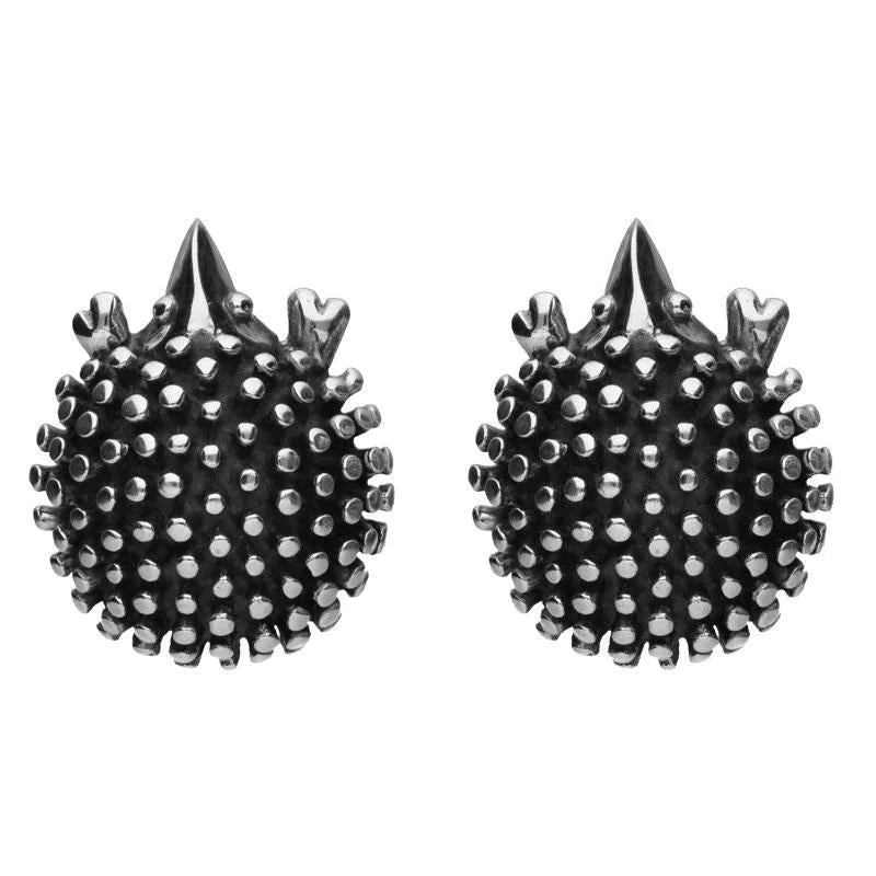 Sterling Silver Hedgehog Stud Earrings D - Silver