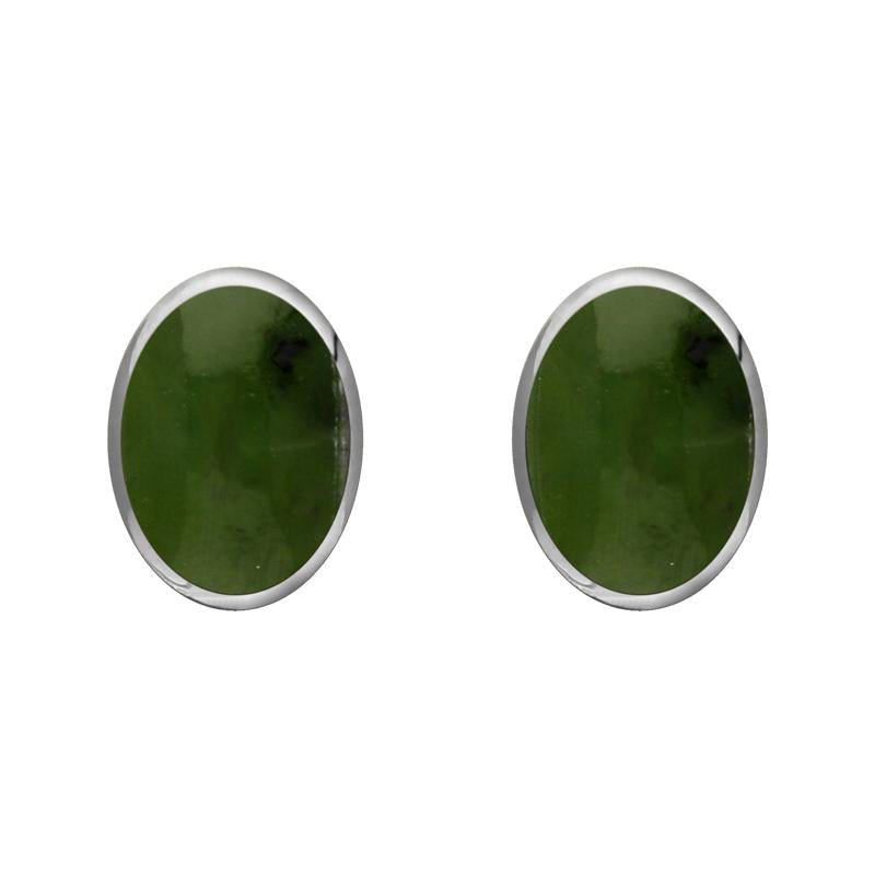 Sterling Silver Jade 8 x 6mm Classic Medium Oval Stud Earrings