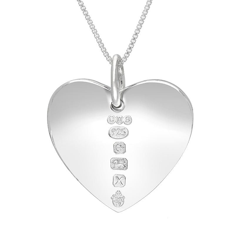 Sterling Silver Queen's Jubilee Hallmark Polished Heart Pendant Necklace D - Silver