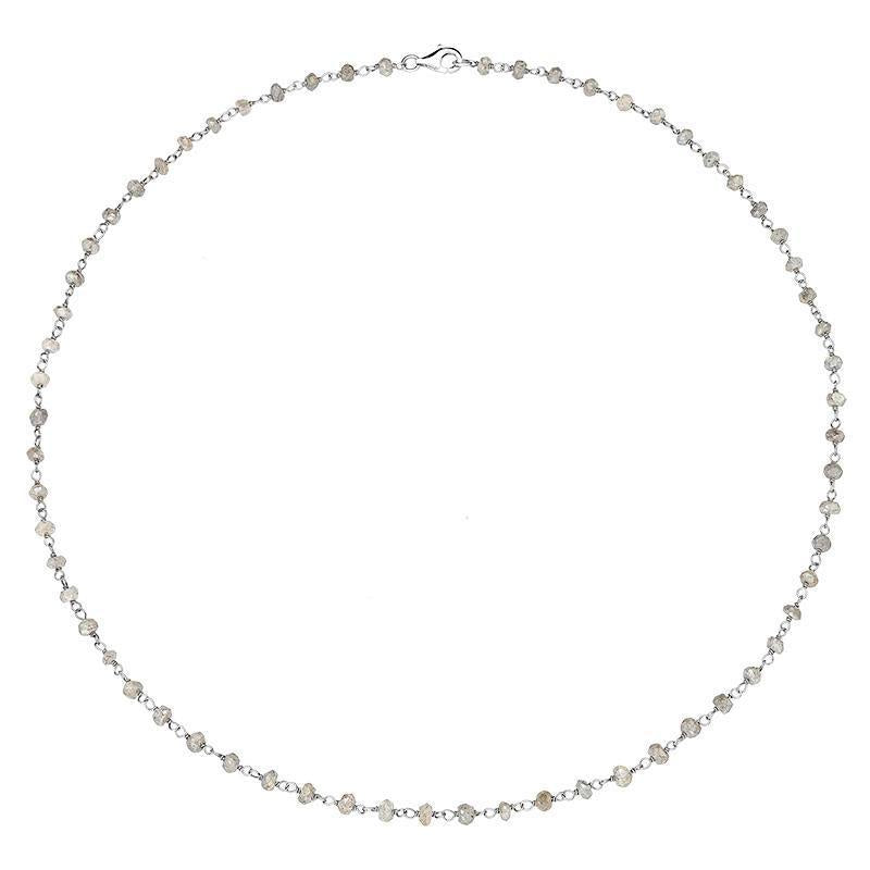 Sterling Silver Labradorite 4mm Bead Chain Link Necklace