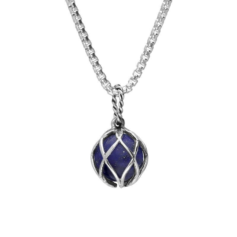 Sterling Silver Lapis Lazuli Emma Stothard Silver Darling 10mm Float Charm Necklace