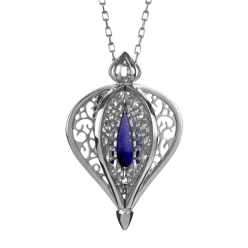 Sterling Silver Lapis Lazuli Flore Filigree Small Necklace