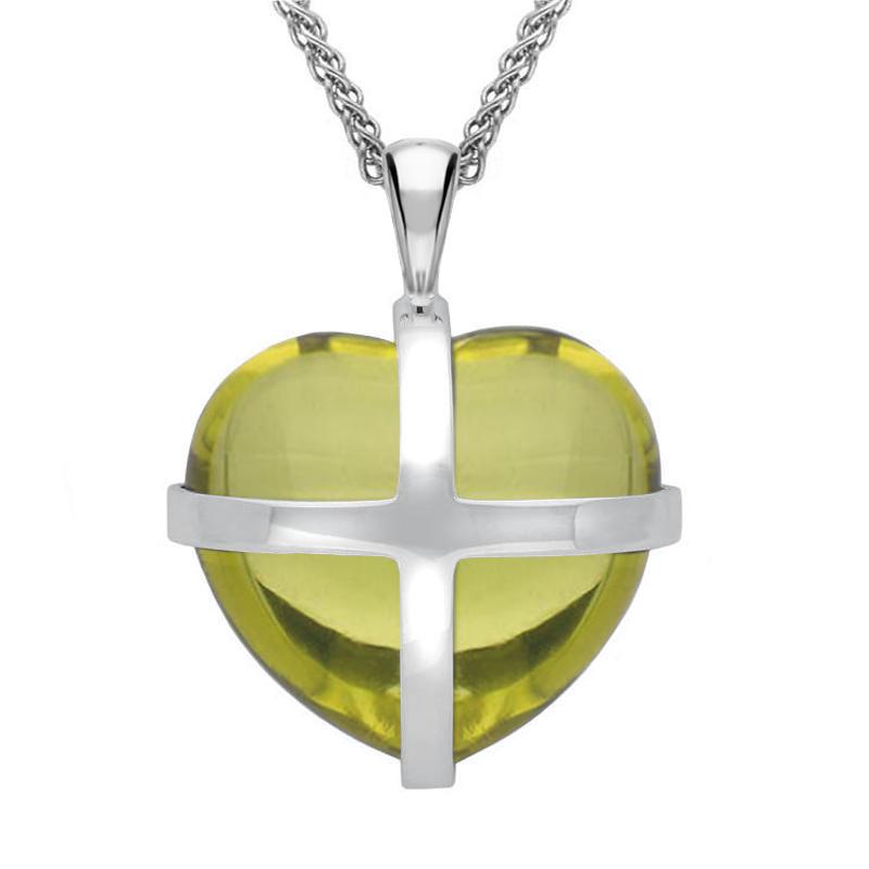 Sterling Silver Citrine Large Cross Heart Necklace - Option1 Value Sterling Silver