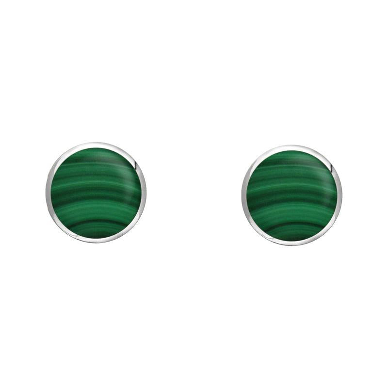 Sterling Silver Malachite 4mm Classic Small Round Stud Earrings
