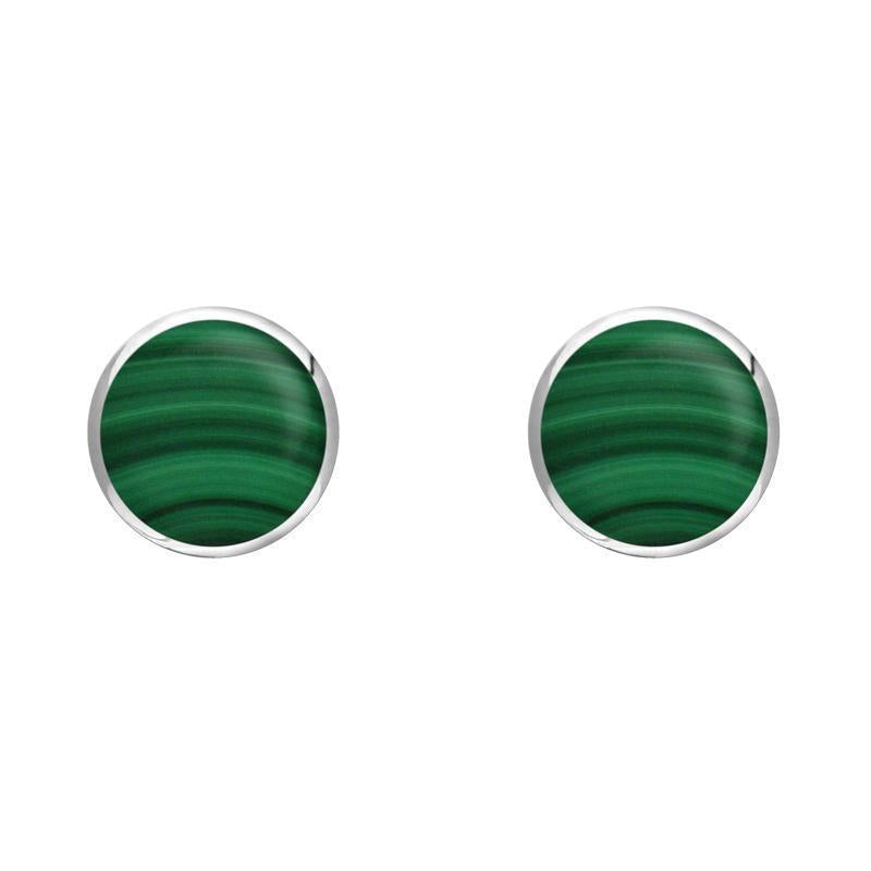 Sterling Silver Malachite 5mm Classic Small Round Stud Earrings
