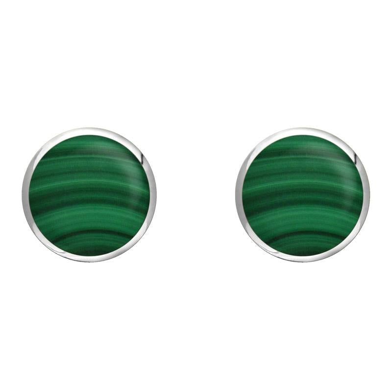 Sterling Silver Malachite 8mm Classic Large Round Stud Earrings