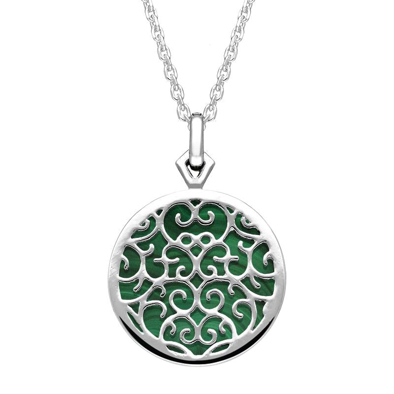 Sterling Silver Malachite Flore Filigree Necklace