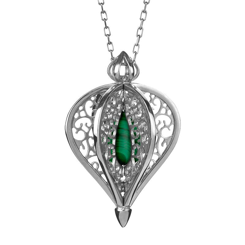 Sterling Silver Malachite Flore Filigree Small Necklace