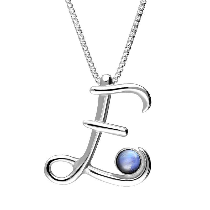 Sterling Silver Moonstone Love Letters Initial E Necklace - Option1 Value Silver