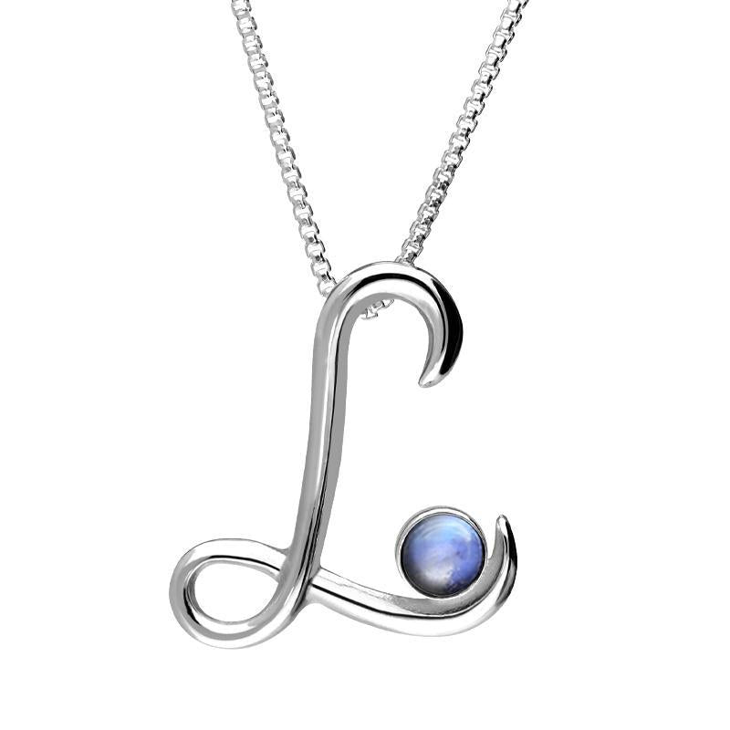 Sterling Silver Moonstone Love Letters Initial L Necklace - Option1 Value Silver
