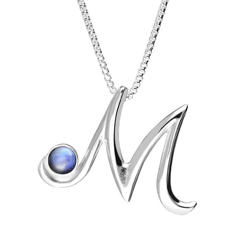 Sterling Silver Moonstone Love Letters Initial M Necklace - Option1 Value Silver