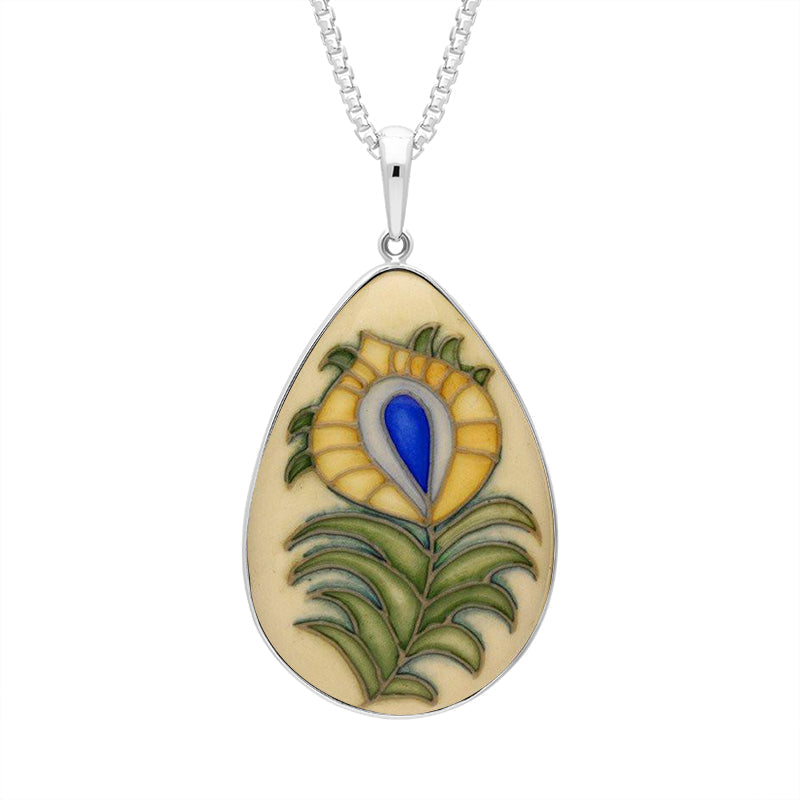 Sterling Silver Moorcroft Feather Pear Necklace - Silver
