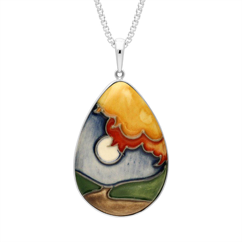 Sterling Silver Moorcroft Full Moon Pear Necklace - Silver