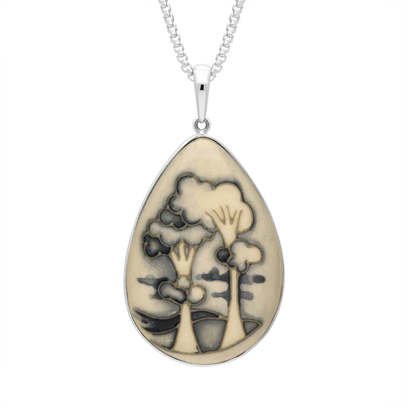 Sterling Silver Moorcroft Landscape Pear Necklace - Silver